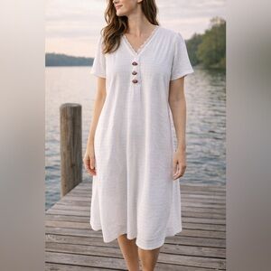 Ribbon Rose White Eyelet Lace Nightie 100% Cotton Cottagecore Romantic [000194]